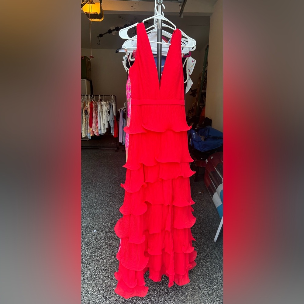 Mac Duggal red ball gown